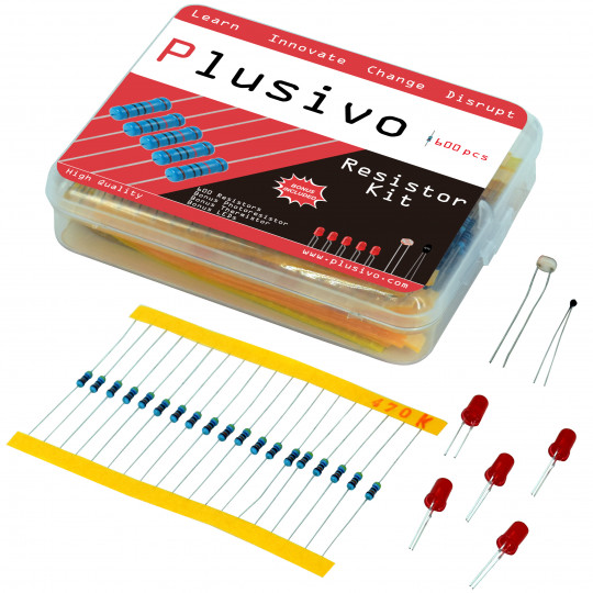 Plusivo Resistor Assortment Kit - 10 Ω To 1 MΩ (600pcs)