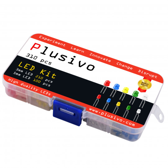 Plusivo 3mm and 5mm Diffused LED Light Emitting Diode Assortment Kit with Bonus Resistor Pack