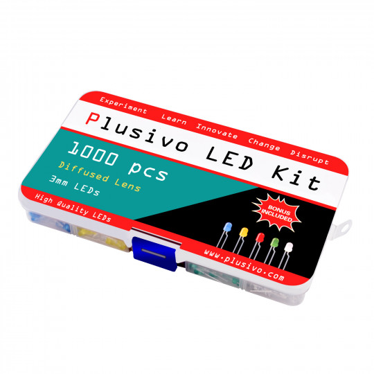 Plusivo 3mm Clear Lens LED Light Emitting Diode Assortment Kit