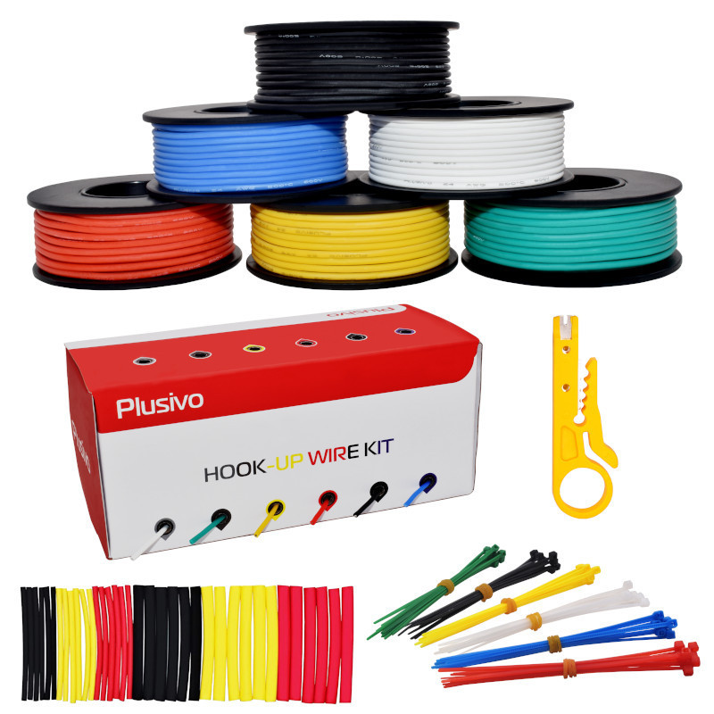 24AWG Hook up Wire Kit - 600V Tinned Stranded Silicone Wire of 6