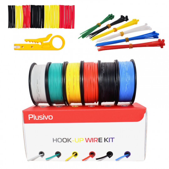 TUOFENG 24 Awg Wire Flexible Silicone Wire,24 Gauge Tinned Copper Wires Silicone Rubber Insulated (6 Different Colored 30ft / 9m Each)(OD