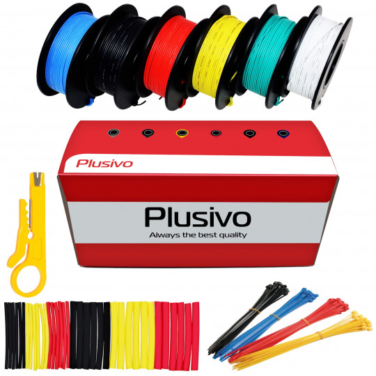30AWG Hook up Wire Kit - 6 Different Colors x 20 m (66 ft) each
