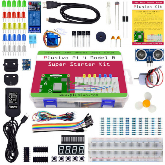 Plusivo Pi 4 Super Starter Kit without Raspberry Pi and without NOOBs - EU and UK interchangeable plug