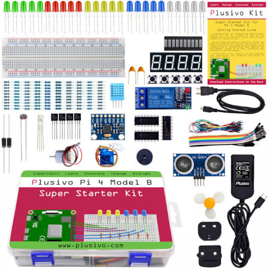 Plusivo Pi 4 Super Starter Kit without Raspberry Pi and without NOOBs - EU and UK interchangeable plug