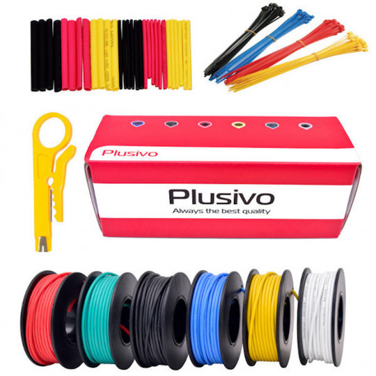 18AWG Hook up Wire Kit - 600V Tinned Stranded Silicone Wire of 6 Different Colors x 4m  (16 ft) each