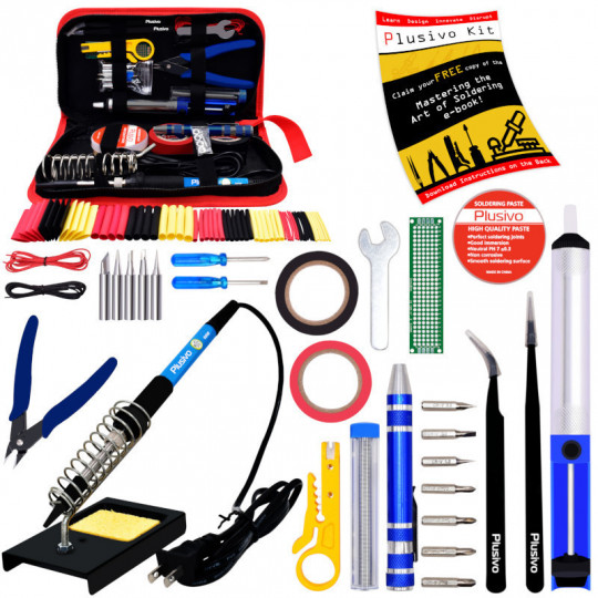 Plusivo Soldering Kit with Diagonal Wire Cutter (220-230 V, Type A Plug)
